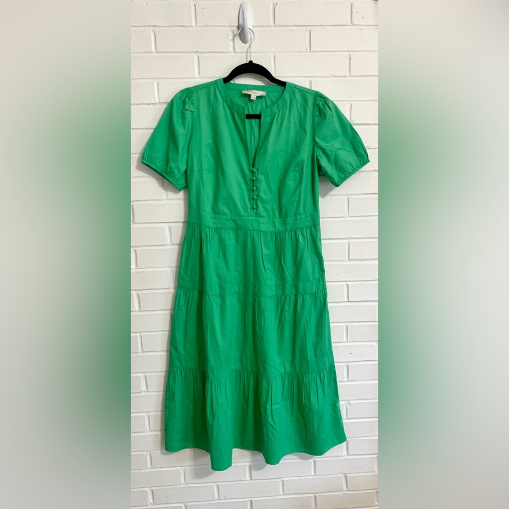 Loft Puff Sleeve Tiered MIDI Dress